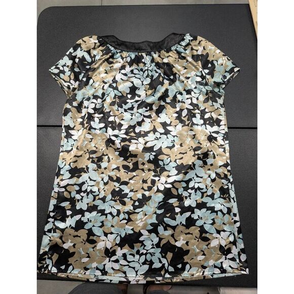 APT. 9 Women's Black Gray Short Sleeve Polyester Blouse Size Medium - Picture 2 of 5